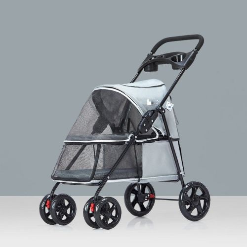 Pet Dog Stroller, Quick Folding, Shockproof with 2 Front Swivel Wheels & Rear Brake Wheels, Cup & Storage Bags Holder, Puppy Jogger Carrier Pet Dog Stroller, Quick Folding, Shockproof with 2 Front Swivel Wheels & Rear Brake Wheels, Cup & Storage Bags Holder, Puppy Jogger Carrier