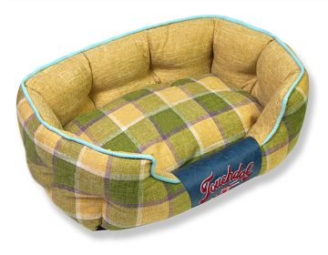 Touchdog 'Archi-Checked' Designer Plaid Oval Dog Bed (Color: yellow, size: large)